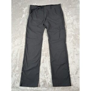 Prana Stretch Zion Pants Mens 40x36 Gray Roll Up Belted Vented Outdoor Hiking